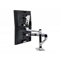 Ergotron LX Dual Stacking Arm - Kit de montaje (montaje con pinza de sujeción para escritorio, soporte con arandela, ba