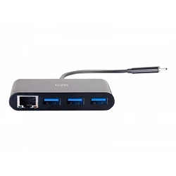 C2G USB C Ethernet and 3 Port USB Hub Black