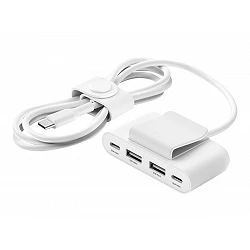 Belkin - Barra de carga - 4 conectores de salida (2 x USB, 2 USB-C)